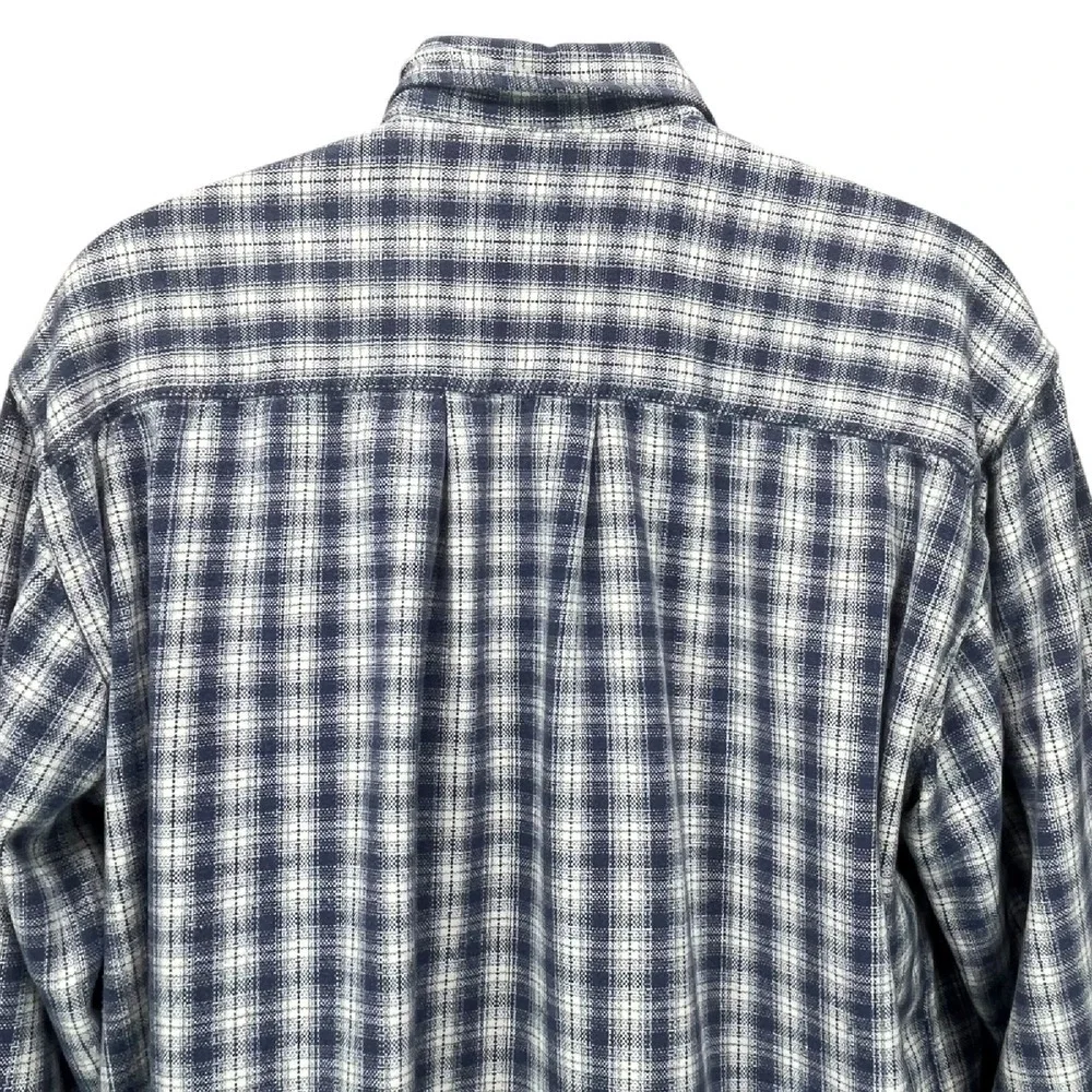 Vintage Levi’s Jeanswear Men’s Large Blue White Plaid‎ Heavy Flannel Shirt Y2K